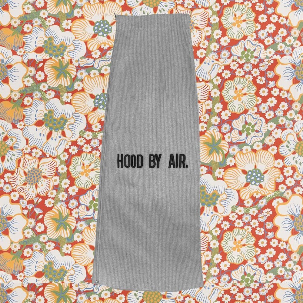 Very Rare Hood by Air FW16 Double Zip Ribbed Cotton Gray Maxi Skirt